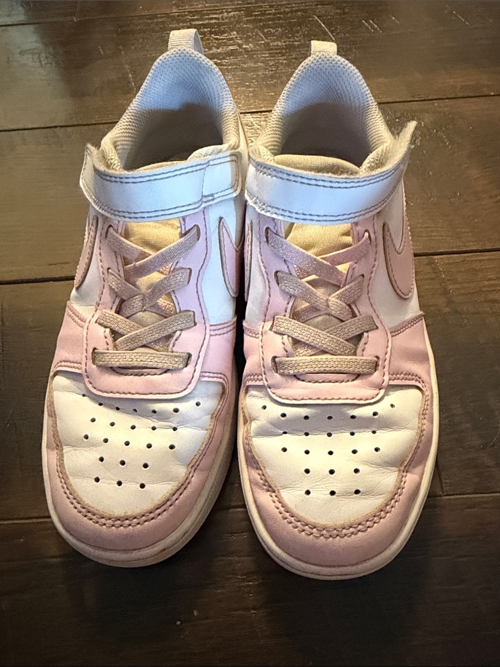 Nike Kids White and Light Pink Velcro Athletic Sneakers